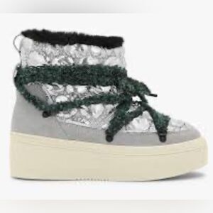 NEW P448 x Anthropologie Silver Grey Platform Wedge Moon Boots Ankle 37 US 6.5